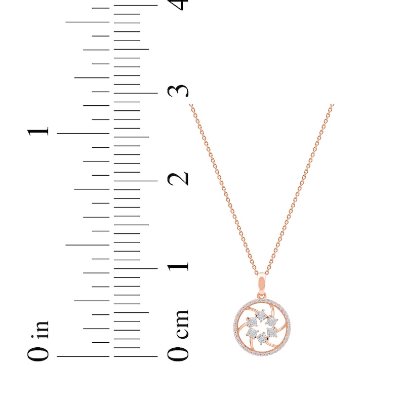 Main Image 7 of Diamond Openwork Circle Necklace 1/8 ct tw 10K Rose Gold 18"