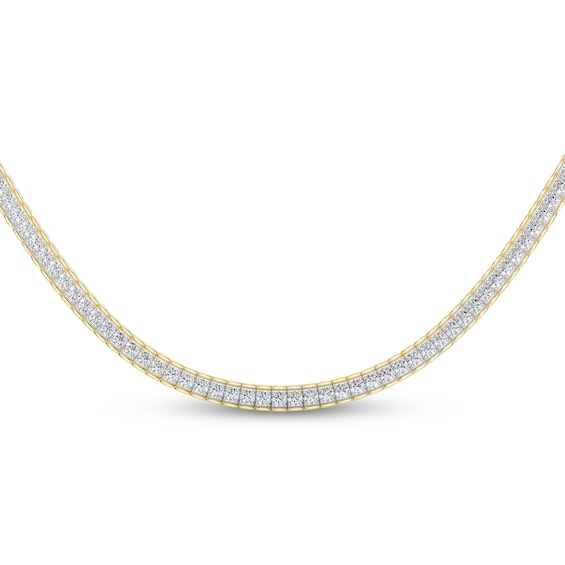 Men's Lab-Grown Diamond Square Link Tennis Necklace 6 ct tw 10K Yellow Gold 20"