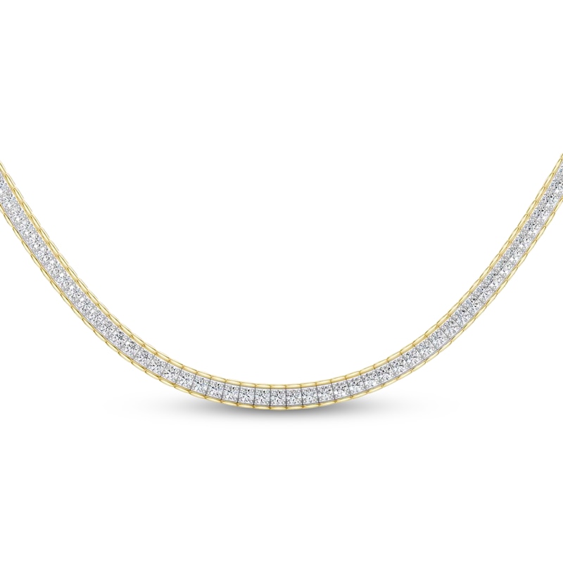 Main Image 1 of Men's Lab-Grown Diamond Square Link Tennis Necklace 6 ct tw 10K Yellow Gold 20"