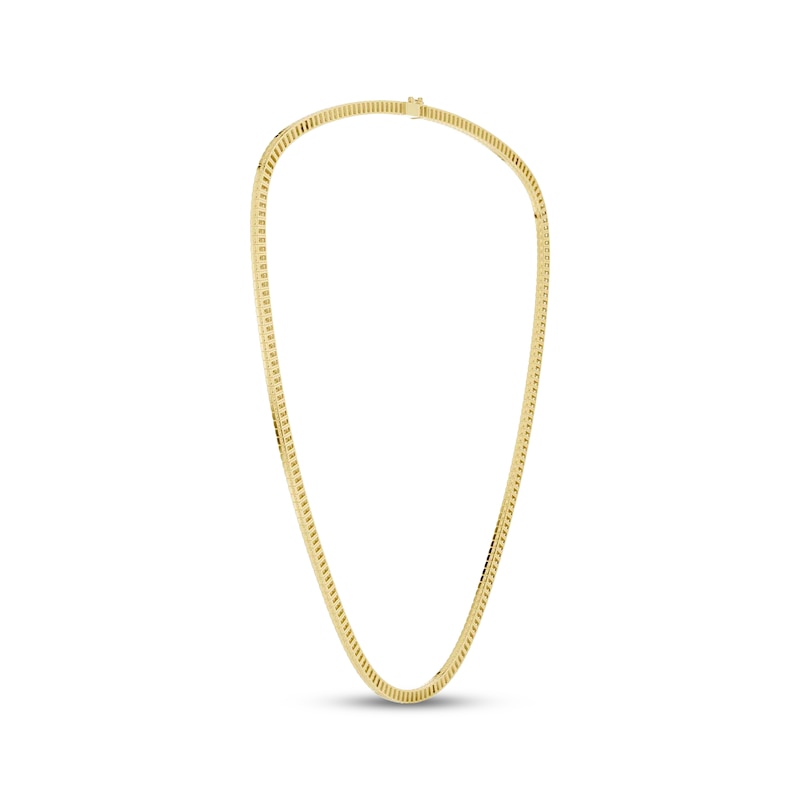 Main Image 4 of Men's Lab-Grown Diamond Square Link Tennis Necklace 6 ct tw 10K Yellow Gold 20"