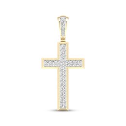 Men's Lab-Grown Diamond Cross Charm 2 ct tw 10K Yellow Gold