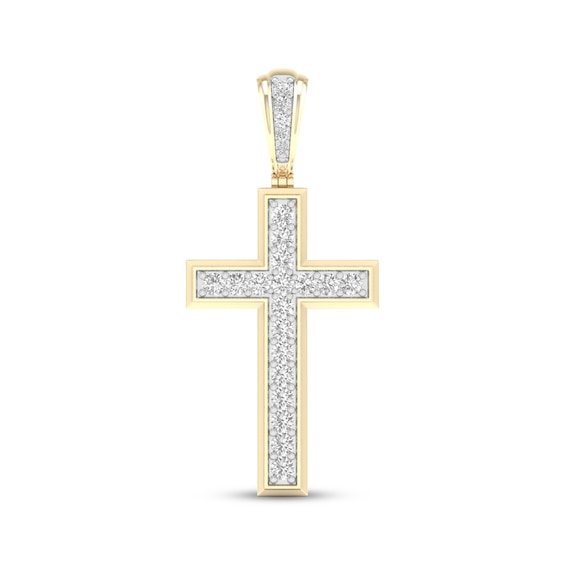 Men's Lab-Grown Diamond Cross Charm 2 ct tw 10K Yellow Gold