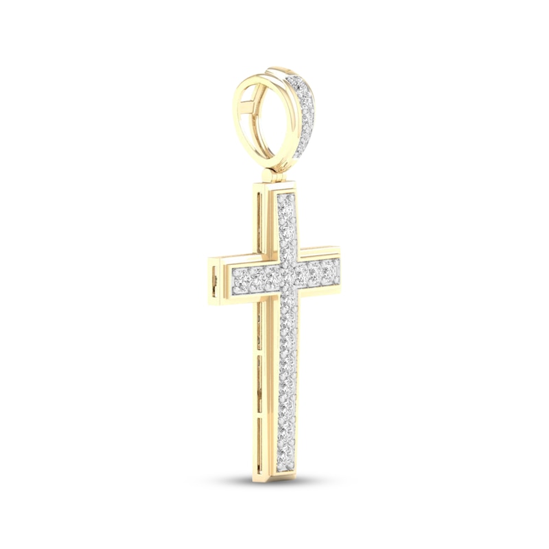 Main Image 2 of Men's Lab-Grown Diamond Cross Charm 2 ct tw 10K Yellow Gold