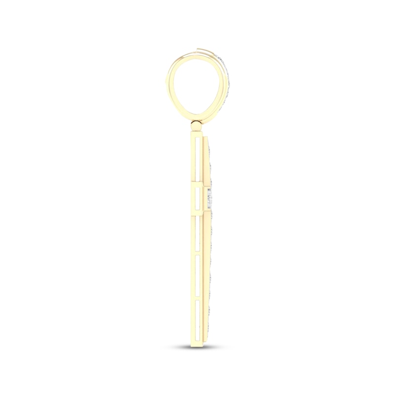 Main Image 3 of Men's Lab-Grown Diamond Cross Charm 2 ct tw 10K Yellow Gold