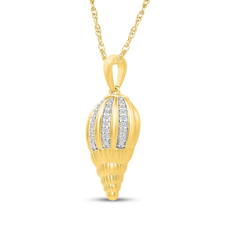 Main Image 2 of Diamond Seashell Necklace 1/15 ct tw 10K Yellow Gold 18"