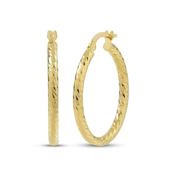 Italian Brilliance Diamond-Cut Hoop Earrings 14K Yellow Gold 20mm