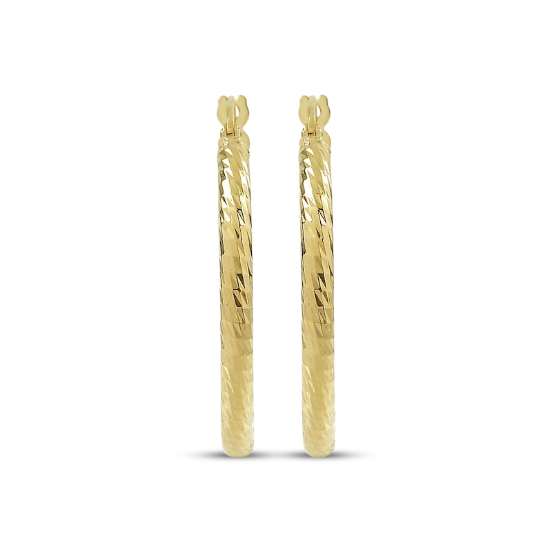 Main Image 2 of Italian Brilliance Diamond-Cut Hoop Earrings 14K Yellow Gold 20mm