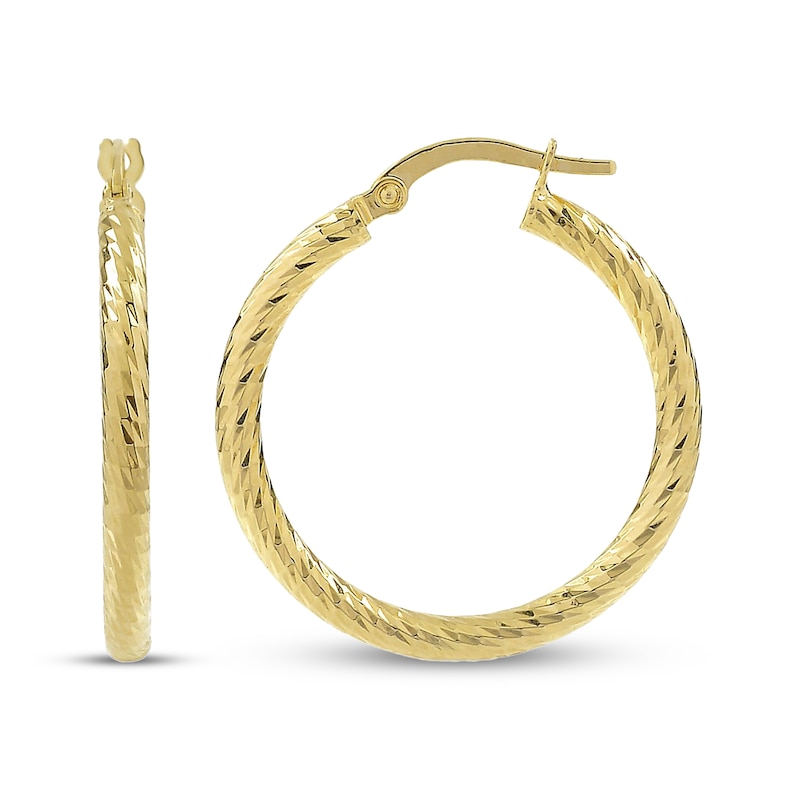 Main Image 3 of Italian Brilliance Diamond-Cut Hoop Earrings 14K Yellow Gold 20mm