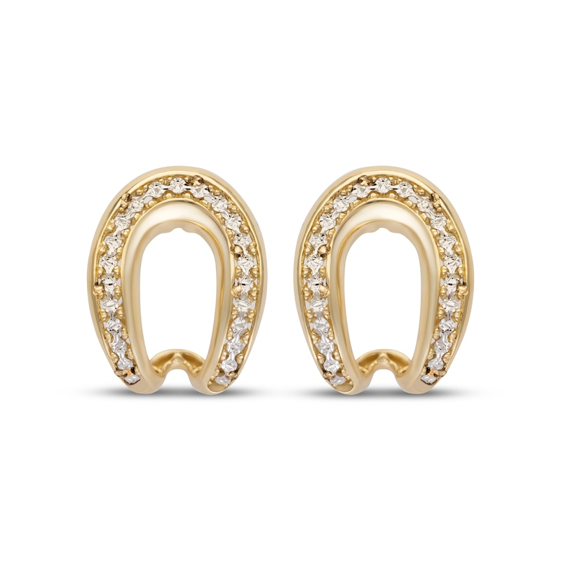 Main Image 2 of Italian Brilliance Diamond-Cut Curve Stud Earrings 14K Two-Tone Gold