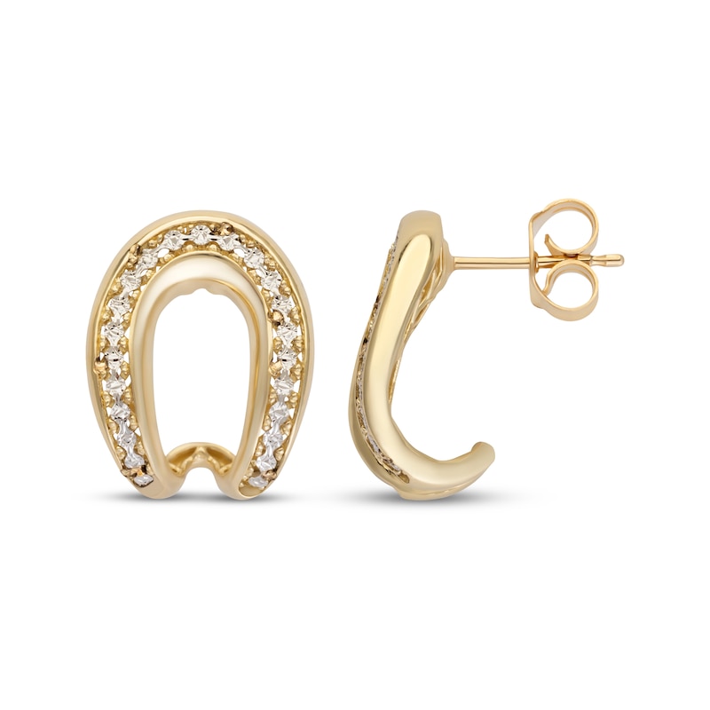 Main Image 3 of Italian Brilliance Diamond-Cut Curve Stud Earrings 14K Two-Tone Gold