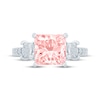 Thumbnail Image 4 of Monique Lhuillier Bliss Princess-Cut Pink & White Lab-Grown Diamond Three-Stone Engagement Ring 3 ct tw 18K White Gold