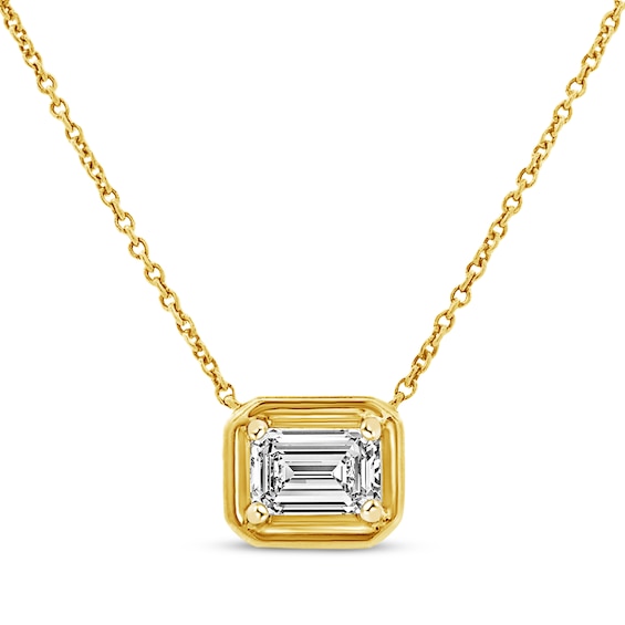 KAY Lab-Grown Diamonds Emerald-Cut Solitaire Necklace 1/2 ct tw 10K Yellow Gold 18" (F/SI2)