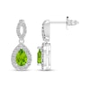 Thumbnail Image 1 of Pear-Shaped Peridot & White Lab-Created Sapphire Dangle Earrings Sterling Silver