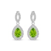 Thumbnail Image 2 of Pear-Shaped Peridot & White Lab-Created Sapphire Dangle Earrings Sterling Silver