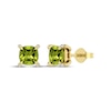 Thumbnail Image 1 of Cushion-Cut Peridot & Diamond Accent Stud Earrings 10K Yellow Gold