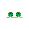 Thumbnail Image 2 of Cushion-Cut Lab-Created Emerald & Diamond Accent Stud Earrings 10K Yellow Gold