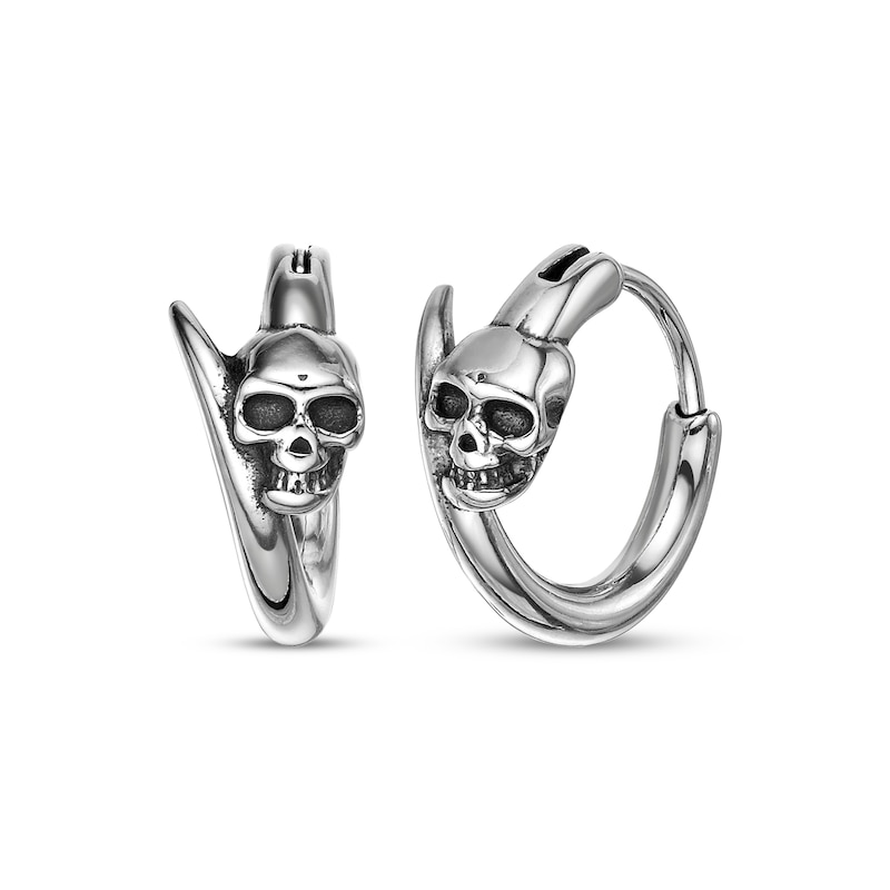 Main Image 1 of Men's Skull Hoop Earrings Stainless Steel
