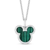 Thumbnail Image 1 of Disney Treasures Mickey Mouse Malachite & Diamond Necklace 1/10 ct tw Sterling Silver 19"