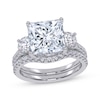 Thumbnail Image 1 of Princess & Round-Cut Lab-Grown Diamond Three-Stone Bridal Set 4 ct tw 14K White Gold