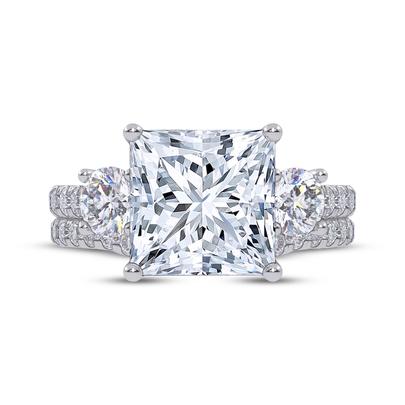 Main Image 3 of Princess & Round-Cut Lab-Grown Diamond Three-Stone Bridal Set 4 ct tw 14K White Gold