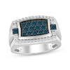 Thumbnail Image 1 of Men's Blue & White Diamond Shield Ring 1 ct tw Sterling Silver