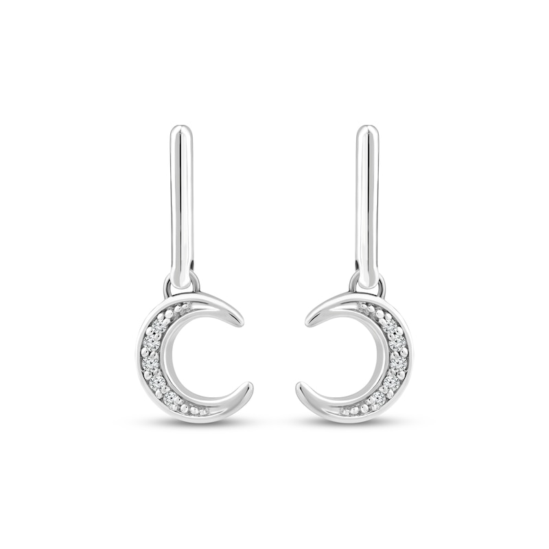 Main Image 2 of Diamond Accent Crescent Moon Dangle Earrings Sterling Silver
