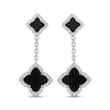 Thumbnail Image 2 of Clover-Shaped Black Onyx & White Lab-Created Sapphire Chain Dangle Earrings Sterling Silver