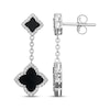 Thumbnail Image 3 of Clover-Shaped Black Onyx & White Lab-Created Sapphire Chain Dangle Earrings Sterling Silver