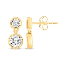 Diamond Two-Stone Mini Dangle Earrings 1/3 ct tw 10K Yellow Gold