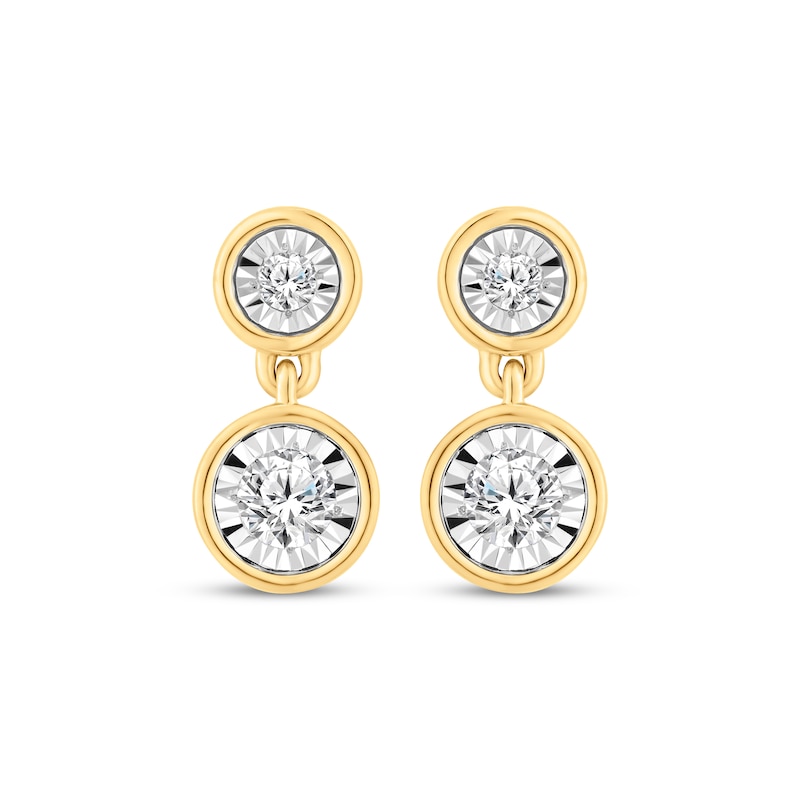 Main Image 2 of Diamond Two-Stone Mini Dangle Earrings 1/3 ct tw 10K Yellow Gold