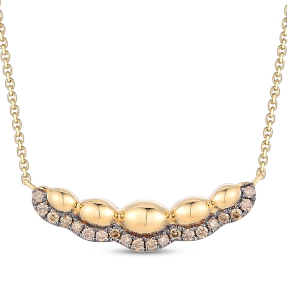 Le Vian Chocolate Waterfall Diamond Bar Necklace 1/5 ct tw 14K Honey Gold 19"
