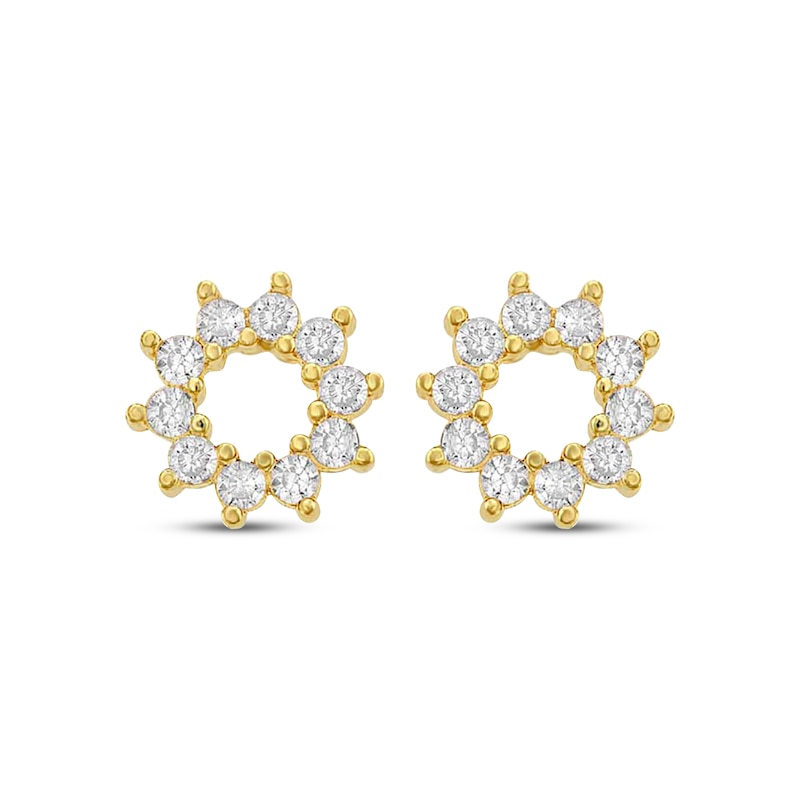 Main Image 2 of Children's Cubic Zirconia Sunburst Stud Earrings 14K Yellow Gold