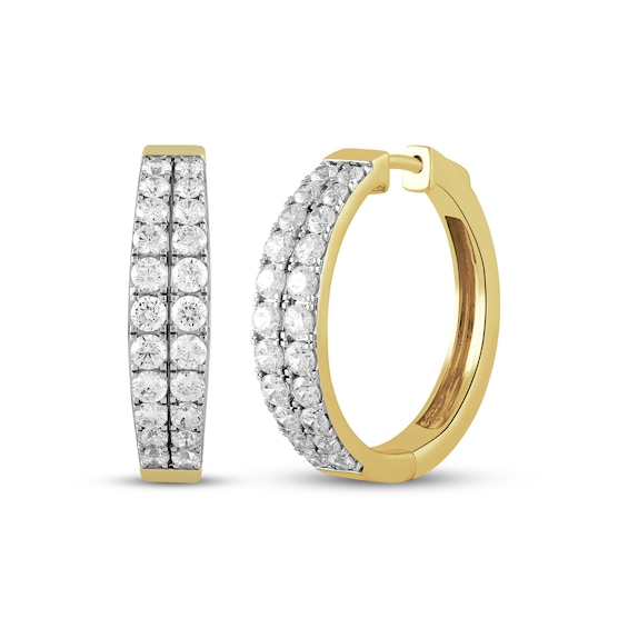 STUDIO BY KAY Lab-Grown Diamond Tapered Two-Row Hoop Earrings 2 ct tw 24K Yellow Gold Vermeil Sterling Silver