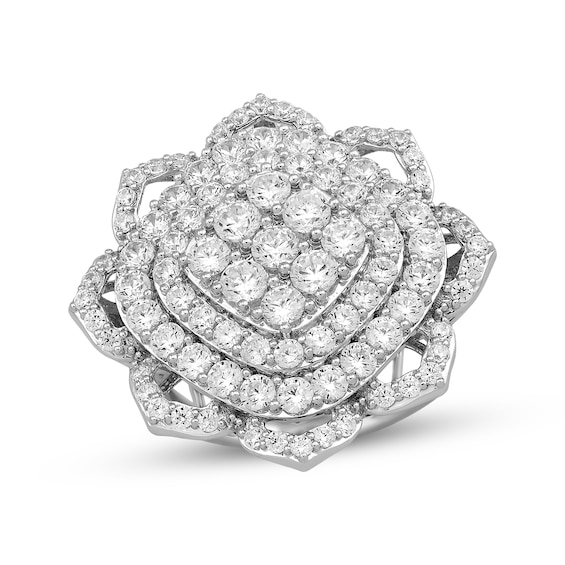 Multi-Diamond Flower Ring 3 ct tw 10K White Gold