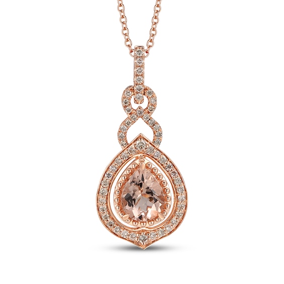 Le Vian Pear-Shaped Morganite Necklace 5/8 ct tw Diamonds 14K Strawberry Gold 20"