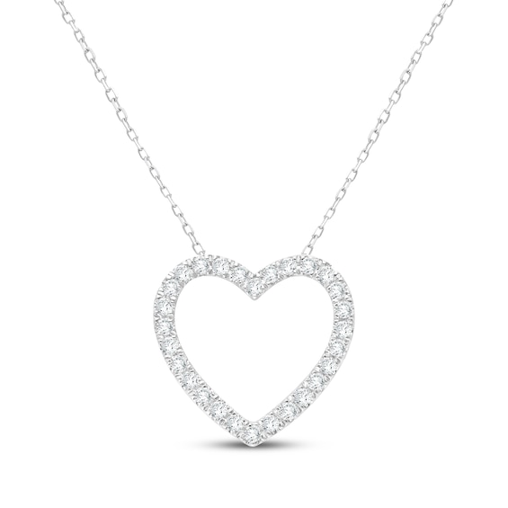 KAY Signature Collection Lab-Grown Diamond Heart Outline Necklace 1/2 ct tw 10K White Gold 18"