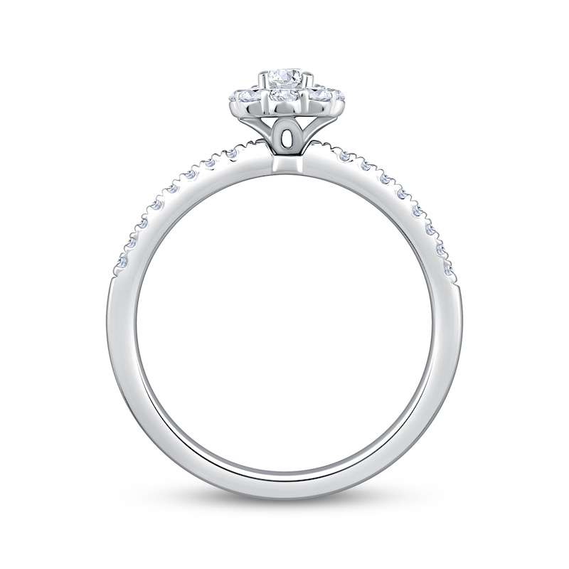 Main Image 2 of Now + Forever Pear-Shaped Diamond Halo Engagement Ring 1/2 ct tw 14K White Gold