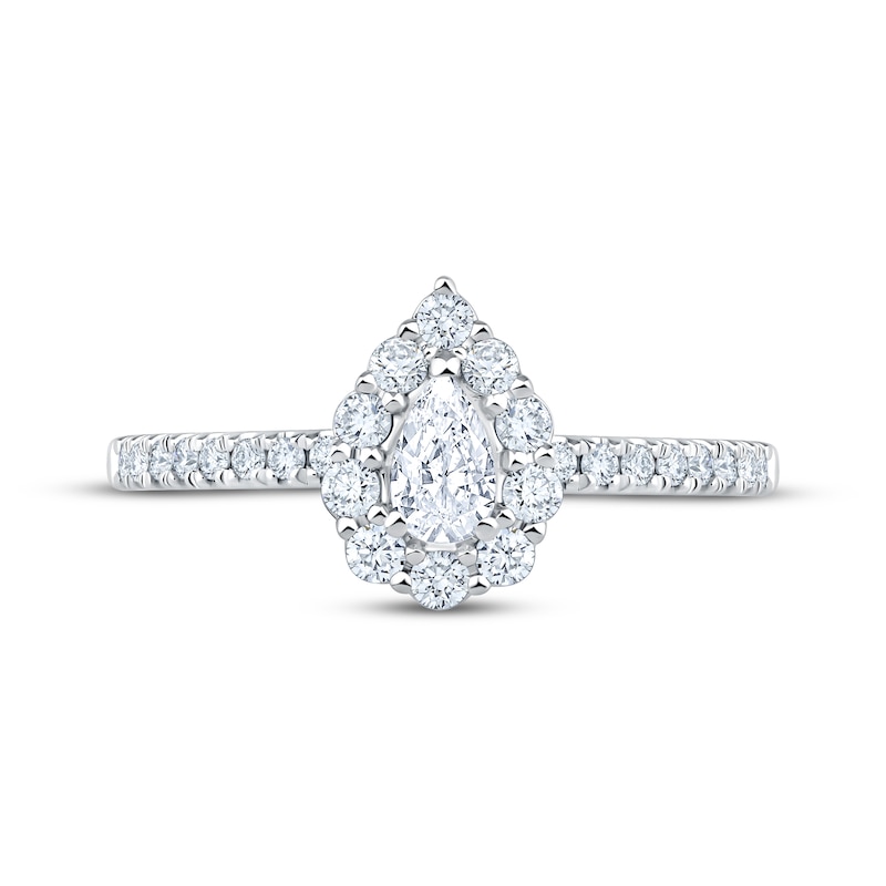 Main Image 3 of Now + Forever Pear-Shaped Diamond Halo Engagement Ring 1/2 ct tw 14K White Gold