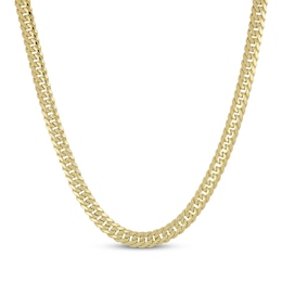 7.6mm Angled Curb Chain Necklace Semi-Solid 10K Yellow Gold 22"