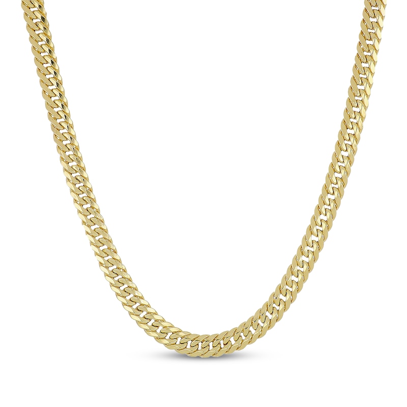 Main Image 1 of 7.6mm Angled Curb Chain Necklace Semi-Solid 10K Yellow Gold 22"
