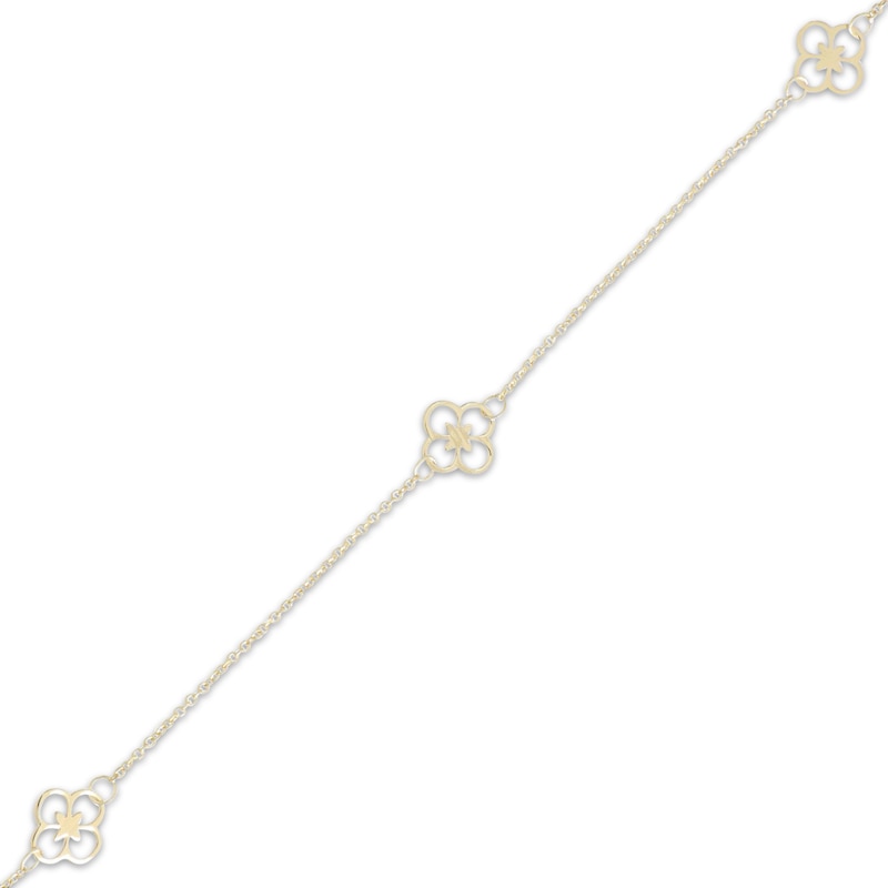 Main Image 2 of Clover Station Necklace 10K Yellow Gold 18"