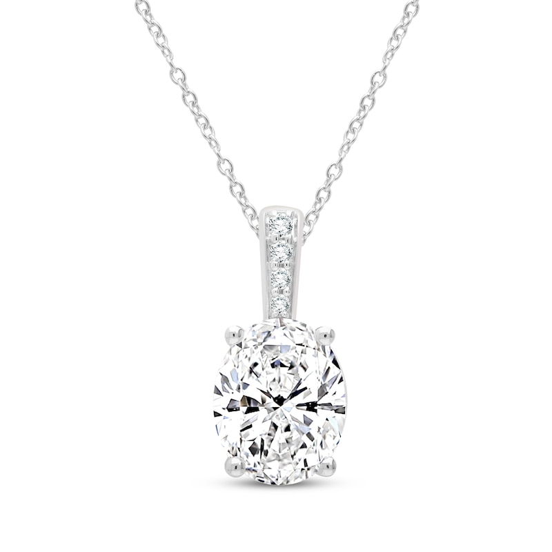 Main Image 1 of KAY Lab-Grown Diamonds Oval-Cut Necklace 2 ct tw 14K White Gold 18" (F/VS2)