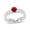 Thumbnail Image 1 of Lab-Created Ruby Solitaire Curb Link Ring Sterling Silver