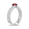 Thumbnail Image 2 of Lab-Created Ruby Solitaire Curb Link Ring Sterling Silver