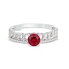 Thumbnail Image 3 of Lab-Created Ruby Solitaire Curb Link Ring Sterling Silver