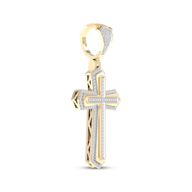 Main Image 2 of Men's Diamond Flared Cross Charm 3/8 ct tw 10K Yellow Gold