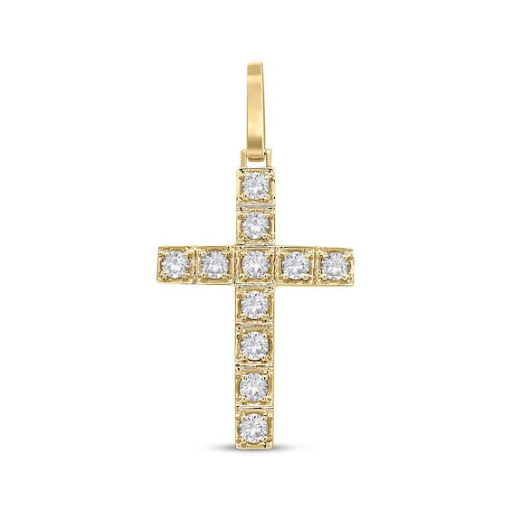 KAY Lab-Grown Diamonds Square Frame Cross Charm 1-1/2 ct tw 10K Yellow Gold