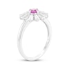 Thumbnail Image 2 of Pink Lab-Created Sapphire & Baguette-Cut White Lab-Created Sapphire Flower Ring Sterling Silver