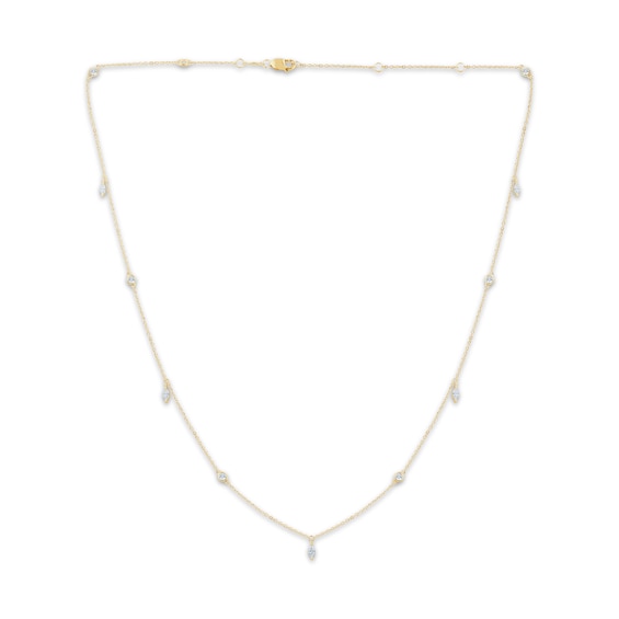 Monique Lhuillier Bliss Marquise & Round-Cut Lab-Grown Diamond Dangle Necklace 3/8 ct tw 24K Yellow Gold Vermeil Sterling Silver 17"