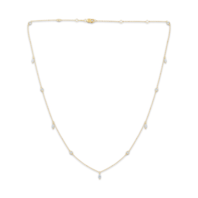Main Image 1 of Monique Lhuillier Bliss Marquise & Round-Cut Lab-Grown Diamond Dangle Necklace 3/8 ct tw 24K Yellow Gold Vermeil Sterling Silver 17"